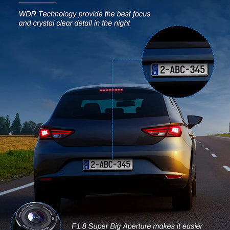 Dash Cam, 1080P Full Hd,On-Dashboard Camera Video Recorder for Cars with 3" LCD Display, Night Vision, WDR, Motion Detection, Parking Mode, G-Sensor, 170° Wide Angle