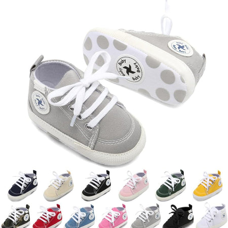 Baby Girls Boys Shoes Soft Anti-Slip Sole Newborn First Walkers Star High Top Canvas Denim Unisex Infant Sneaker