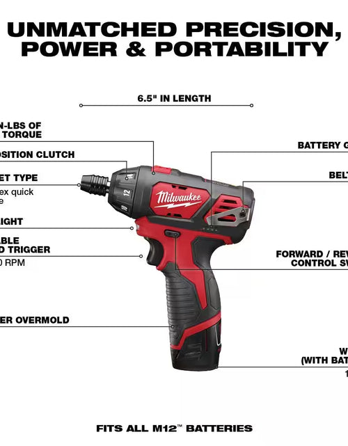 Load image into Gallery viewer, M12 12V Lithium-Ion Cordless 1/4 In. Hex Screwdriver Kit W/ Shockwaveimpact Duty Titanium Drill Bit Set (23-Piece)
