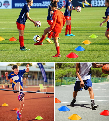 50Pcs Pro Disc Cones - Agility Soccer Cones Football Cones with Carry Bag and 2 Whistles for Sports Training, Football, Basketball