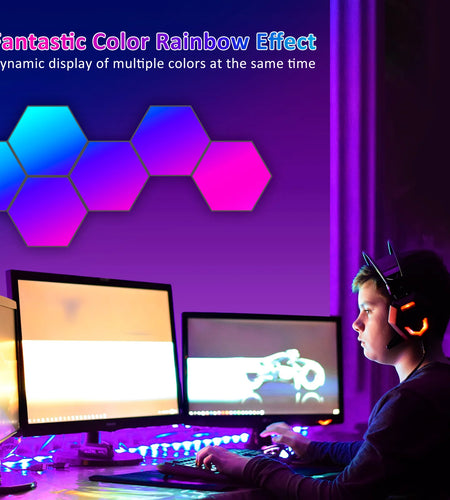 Hexagon LED Lights 12 Pack RGB Led Hex Light Panels Hexagon Smart Wall Lights Sync to Music for Room Bar Decor Gaming Setup