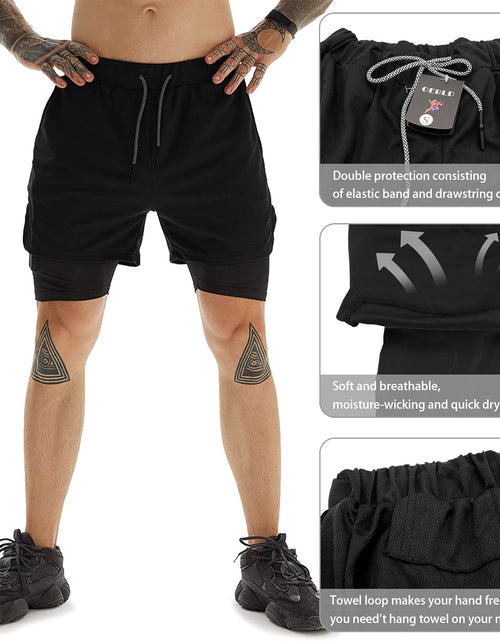 Load image into Gallery viewer, Mens Athletic Shorts 2-In-1 Gym Workout Running 7&#39;&#39; Shorts with Towel Loop
