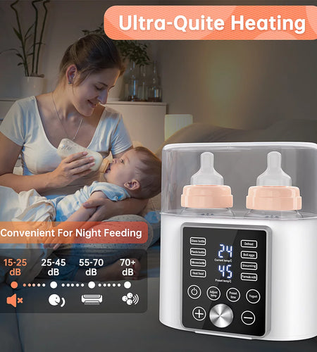 Bottle Warmer, 12-In-1 Baby Double Bottles Warmer Fast Baby Food Heater & Bpa-Free Milk Warmer with LCD Touch Display, Appointment & 24H Accurate Temperature Control for Breastmilk or Formula