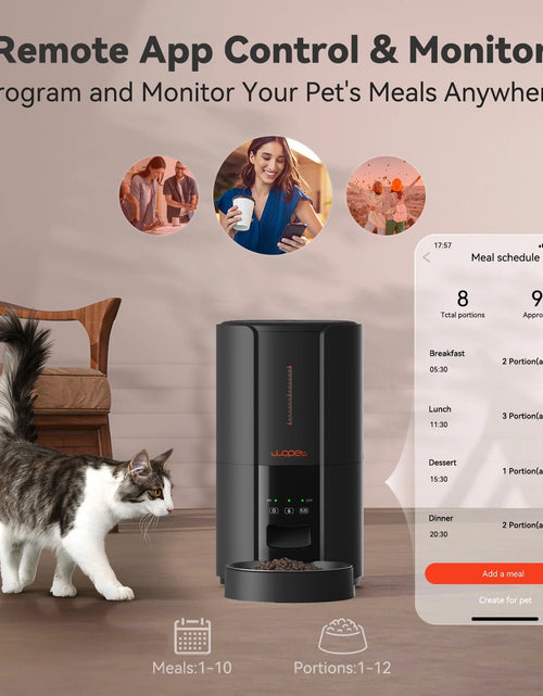 Load image into Gallery viewer, Automatic Dog Food Feeders, FT70P Timed Cat Feeder with Portion Control, Auto Dog Dispenser with 10S Meal Call and Backup Power Supply for Cat &amp; Dog, 5L, Black
