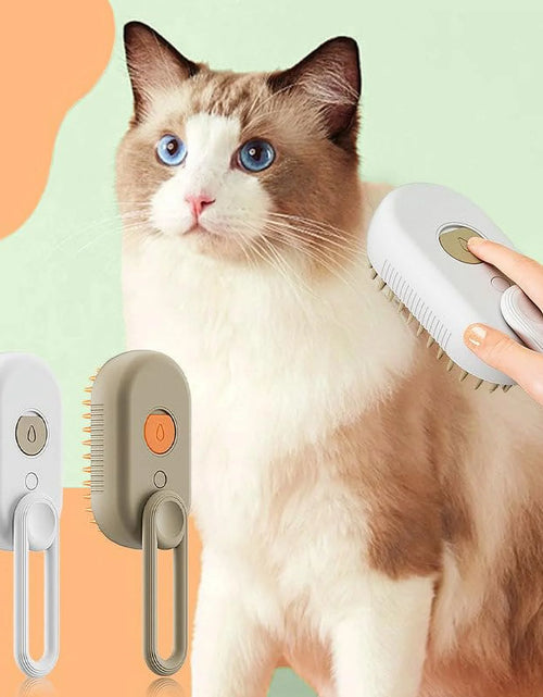 Load image into Gallery viewer, Cat Steam Brush, 3 in 1 Self Cleaning Cat Steamy Pet Brush Steamer Brush for Massage for Removing Tangled and Loosse Hair (2PCS Light Green)
