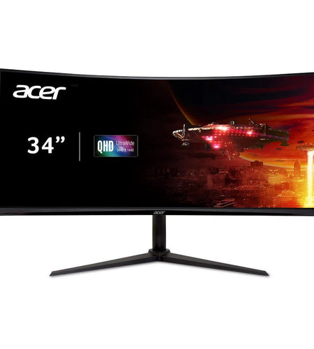 Nitro XZ342CU V3Bmiiphx 34" 1500R 21:9 Curved QHD (3440 X 1440) AMD Freesync Premium Gaming Monitor, 180Hz Refresh Rate, 1Ms VRB, VESA Displayhdr 400, VESA Mounting Compliant (2 X Display Ports &