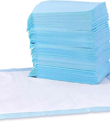 Dog and Puppy Pee Pads with Leak-Proof Quick-Dry Design for Potty Training, Standard Absorbency, Regular Size, 22 X 22 Inches, Pack of 100, Blue & White