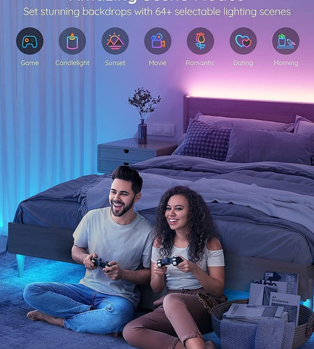 Smart LED Strip Lights for Bedroom, 32.8Ft Wifi LED Strip Lighting Work with Alexa Google Assistant, 16 Million Colors with App Control and Music Sync LED Lights for Christmas, 2 Rolls of 16.4Ft