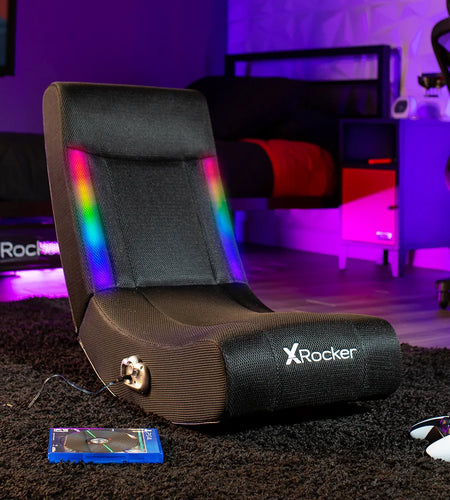 Solo RGB Audio Floor Rocker Gaming Chair, Black Mesh 29.33 in X 14.96 in X 24.21 In