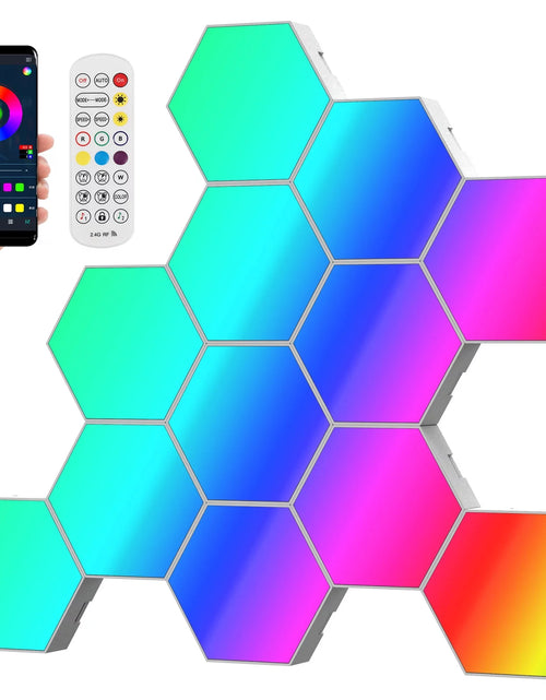 Load image into Gallery viewer, Hexagon LED Lights 12 Pack RGB Led Hex Light Panels Hexagon Smart Wall Lights Sync to Music for Room Bar Decor Gaming Setup
