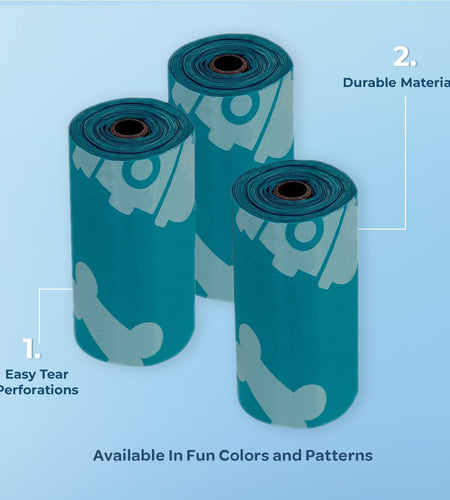 Dog Poop Bags for Waste Refuse Cleanup, Doggy Roll Replacements for Outdoor Puppy Walking and Travel, Leak Proof and Tear Resistant, Thick Plastic