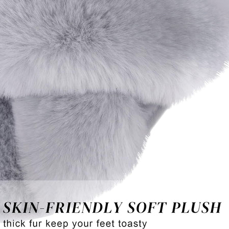 Women'S Cross Band Slippers Soft Plush Furry Cozy Open Toe House Shoes Indoor Outdoor Faux Rabbit Fur Warm Comfy Slip on Breathable