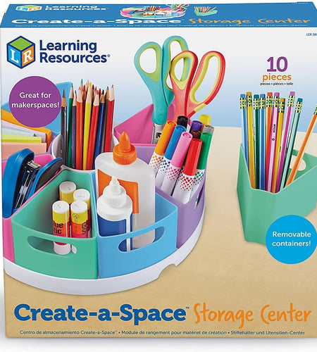 Create-A-Space Storage Center, 10 Piece Set - Desk Organizer for Kids, Art Organizer for Kids, Crayon Organizer, Homeschool Organizers and Storage