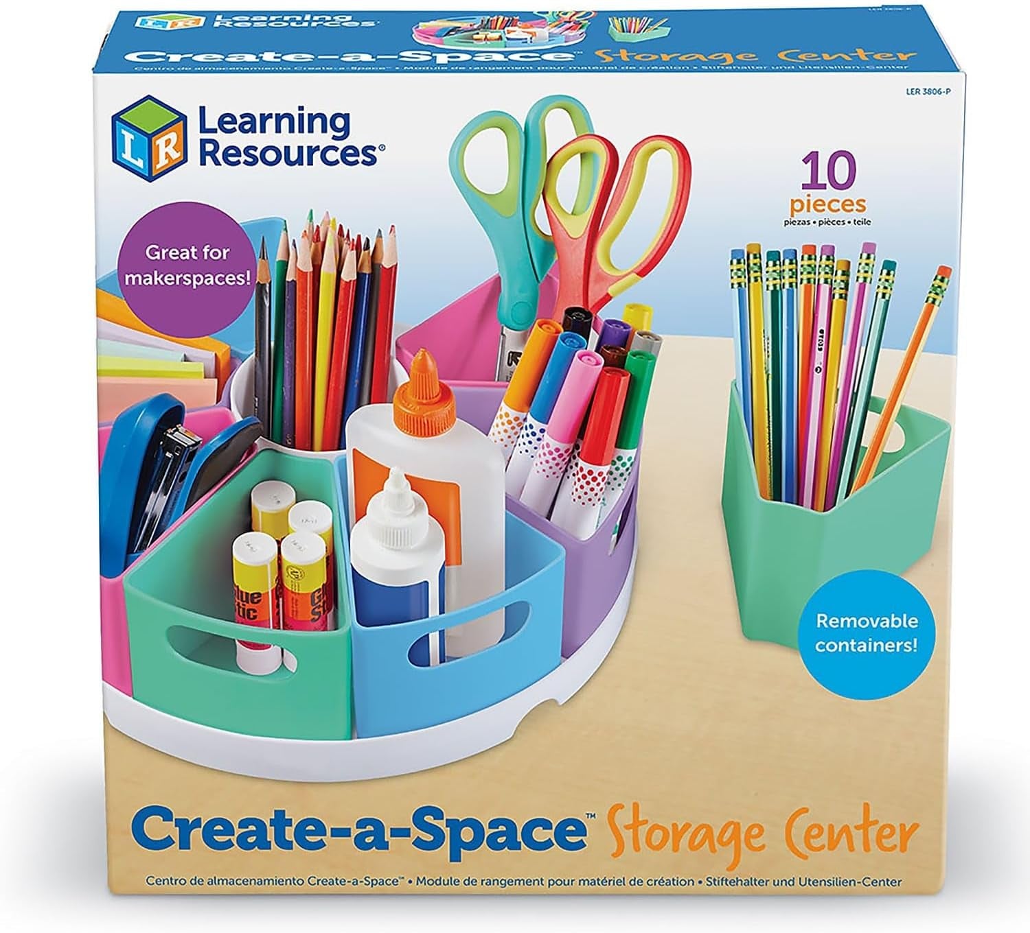 Create-A-Space Storage Center, 10 Piece Set - Desk Organizer for Kids, Art Organizer for Kids, Crayon Organizer, Homeschool Organizers and Storage