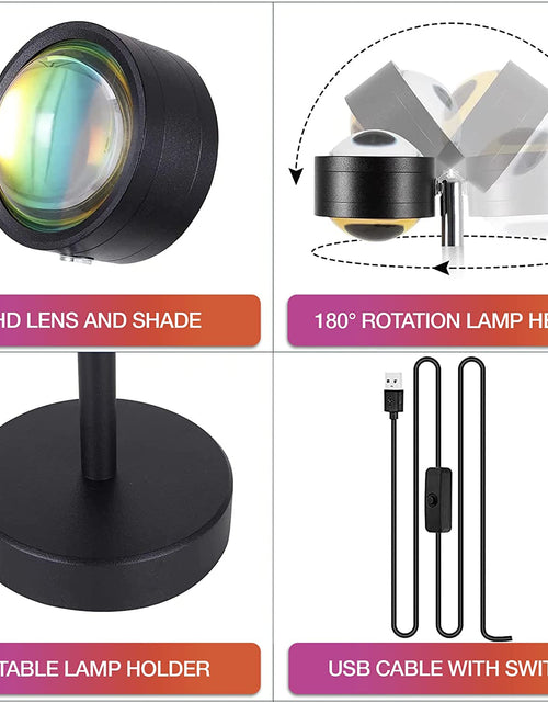 Load image into Gallery viewer, Sunset Lamp Projection, Sun Lamp, Sunlight Lamp Projector, Manual Control Light Projector, Golden Hour 4 Filter 6 Color Changing Night Light for Sunset Projection Lamp, Photography/Party/Home/Bedroom
