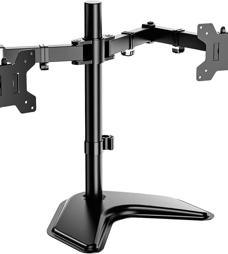 Free Standing Dual LCD Monitor Fully Adjustable Desk Mount Fits 2 Screens up to 27 Inch, 22 Lbs. Weight Capacity per Arm, with Grommet Base (MF002), Black