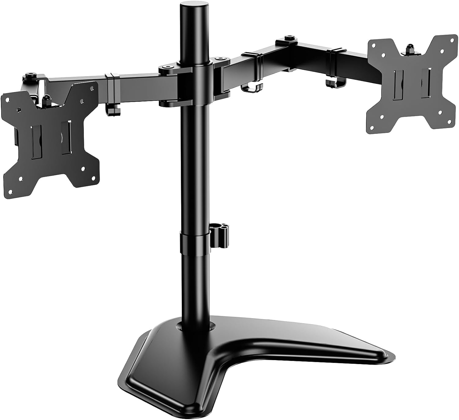 Free Standing Dual LCD Monitor Fully Adjustable Desk Mount Fits 2 Screens up to 27 Inch, 22 Lbs. Weight Capacity per Arm, with Grommet Base (MF002), Black