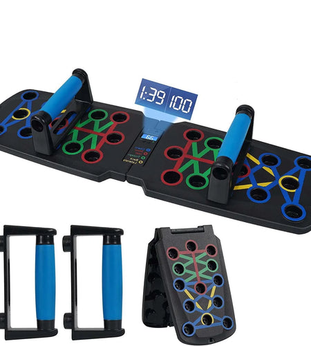 Push up Board, Portable Multi-Function Foldable 10 in 1 Push up Bar, Push up Handles for Floor,Professional Push up Strength Training Equipment with Timer