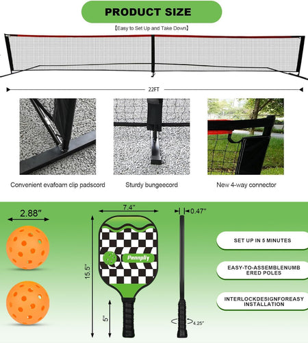 Pickleball Paddle Set of 4, Pickleball Set with Net, Pickleball Set with Net And
