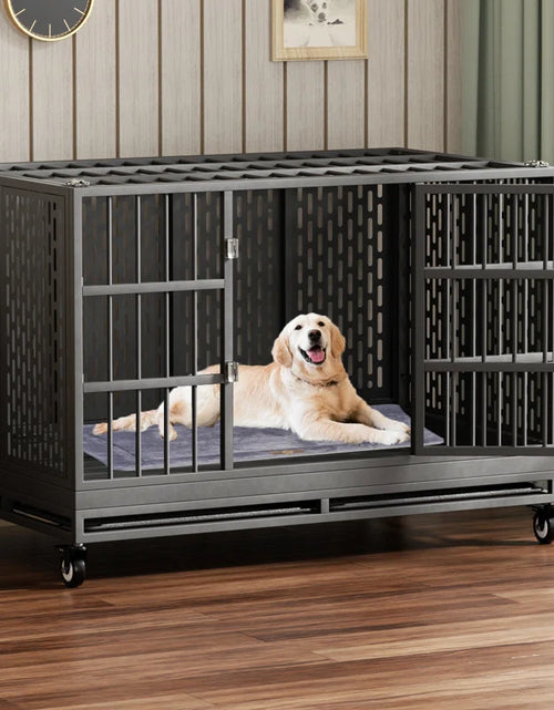 Load image into Gallery viewer, RERORD 48 Inch Heavy Duty Dog Crate with Wheels, Folding Metal Big Dog Cage Extra Large Dog Crate
