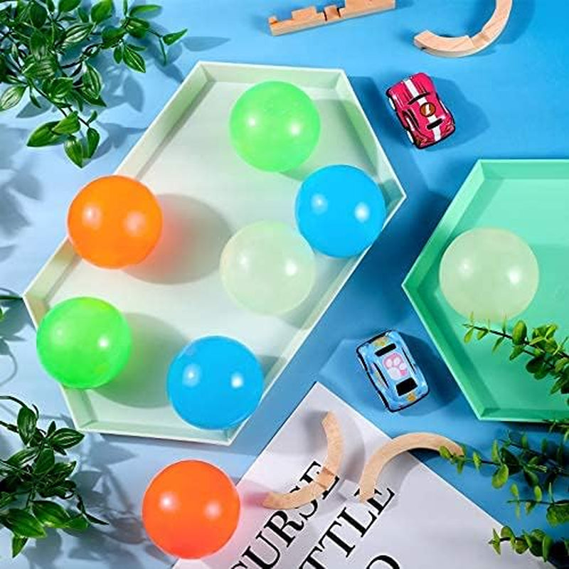 8 Pieces Glow in the Dark Stress Balls Ceiling Balls Sticky Balls That Stick to the Ceiling Glowing Balls for Relax Toy Teens and Adults (White, Blue, Orange, Green, 1.8 Inches)