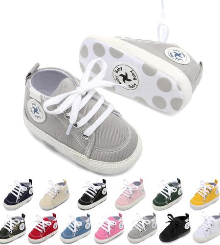 Baby Girls Boys Shoes Soft Anti-Slip Sole Newborn First Walkers Star High Top Canvas Denim Unisex Infant Sneaker