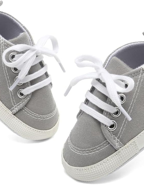 Load image into Gallery viewer, Baby Girls Boys Shoes Soft Anti-Slip Sole Newborn First Walkers Star High Top Canvas Denim Unisex Infant Sneaker
