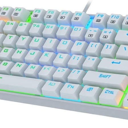 K552 Mechanical Gaming Keyboard 60% Compact 87 Key Kumara Wired Cherry MX Blue Switches Equivalent for Windows PC Gamers (RGB Backlit White)