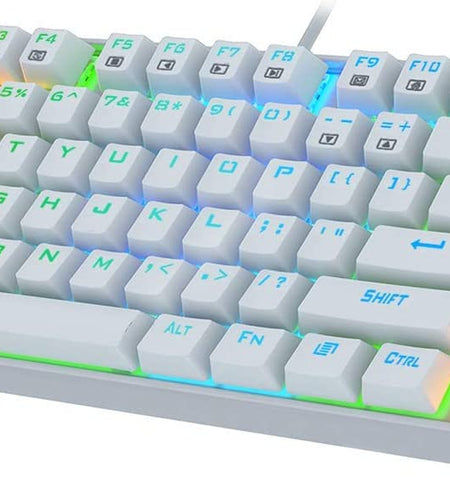 K552 Mechanical Gaming Keyboard 60% Compact 87 Key Kumara Wired Cherry MX Blue Switches Equivalent for Windows PC Gamers (RGB Backlit White)