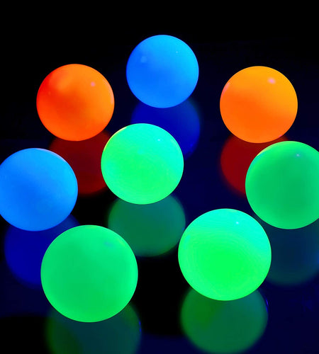 8 Pieces Glow in the Dark Stress Balls Ceiling Balls Sticky Balls That Stick to the Ceiling Glowing Balls for Relax Toy Teens and Adults (White, Blue, Orange, Green, 1.8 Inches)